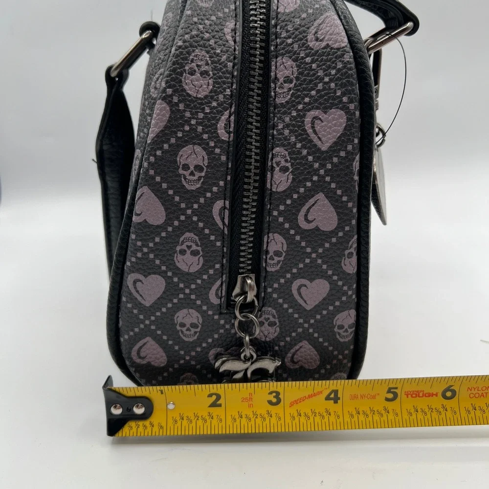 Ed Hardy Rhinestone Skull Satchel Bag Black Pink Y2K  NWT